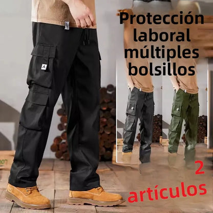 Pantalones de trabajo para hombre, de pierna recta, estilo casual, resistentes, tipo cargo, para trabajos pesados, transpirables y cómodos, estilo militar.