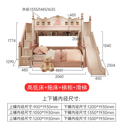 Cama alta deslizante con cajones de almacenamiento, modernas bases de lujo, literas principales para niños, cama de día blanca para niña, muebles de dormitorio
