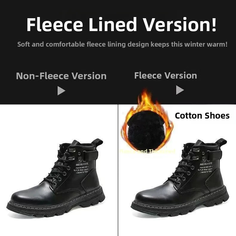 Botas de hombre de piel suave con forro interior, informales, para otoño e invierno, de alta calidad, versátiles, cómodas y que combinan con todo.