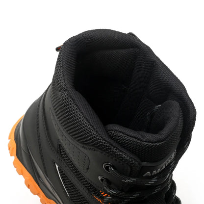 Zapatos de seguridad para hombre, antideslizantes, antiperforación, antiaplastamiento, con puntera de acero, botas de trabajo de caña alta, para taller de forja.