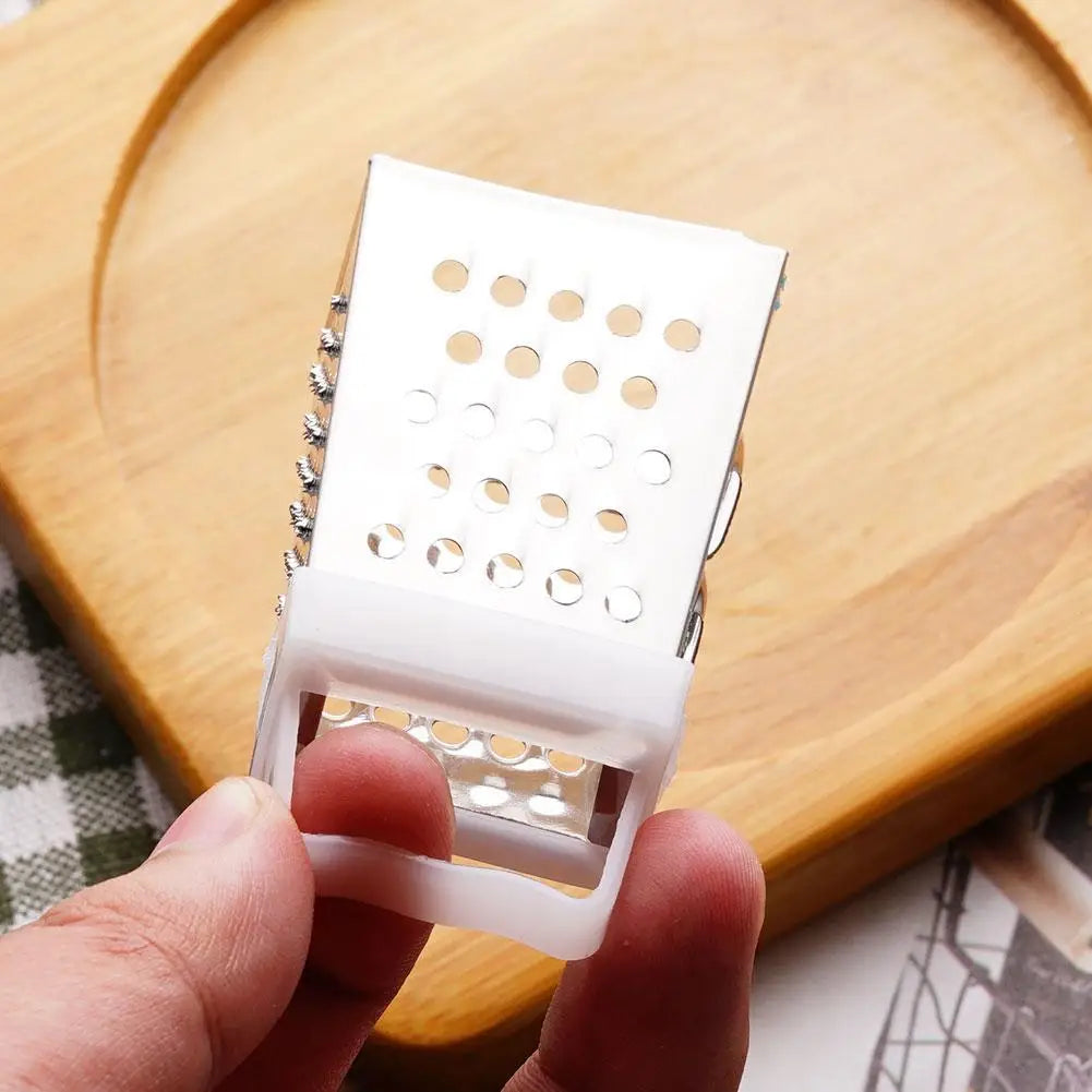 Mini rallador de cuatro lados de acero inoxidable, cortador multiusos de verduras con cuchillas de 4 lados, caja para el hogar, contenedor rallador