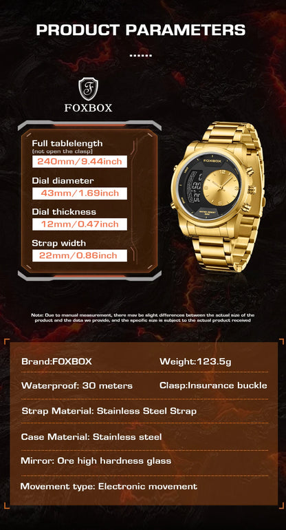 LIGE - Reloj digital de moda para hombre, deportivo, informal, resistente al agua, de cuarzo, cronógrafo de lujo, marca FOXBOX
