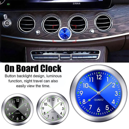 Reloj luminoso para coche, con adhesivo interno para automóviles, mecánico, de cuarzo, con adorno para coche, mini reloj digital de 40 mm.