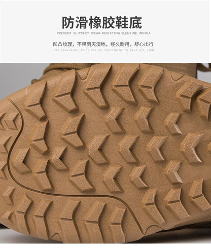 2024Men's Boots Outdoor Tactical mid-waist Boot Men's Hiking Shoes Non-slip Desert Combat Boots Men's Solid Color Snow Boots New