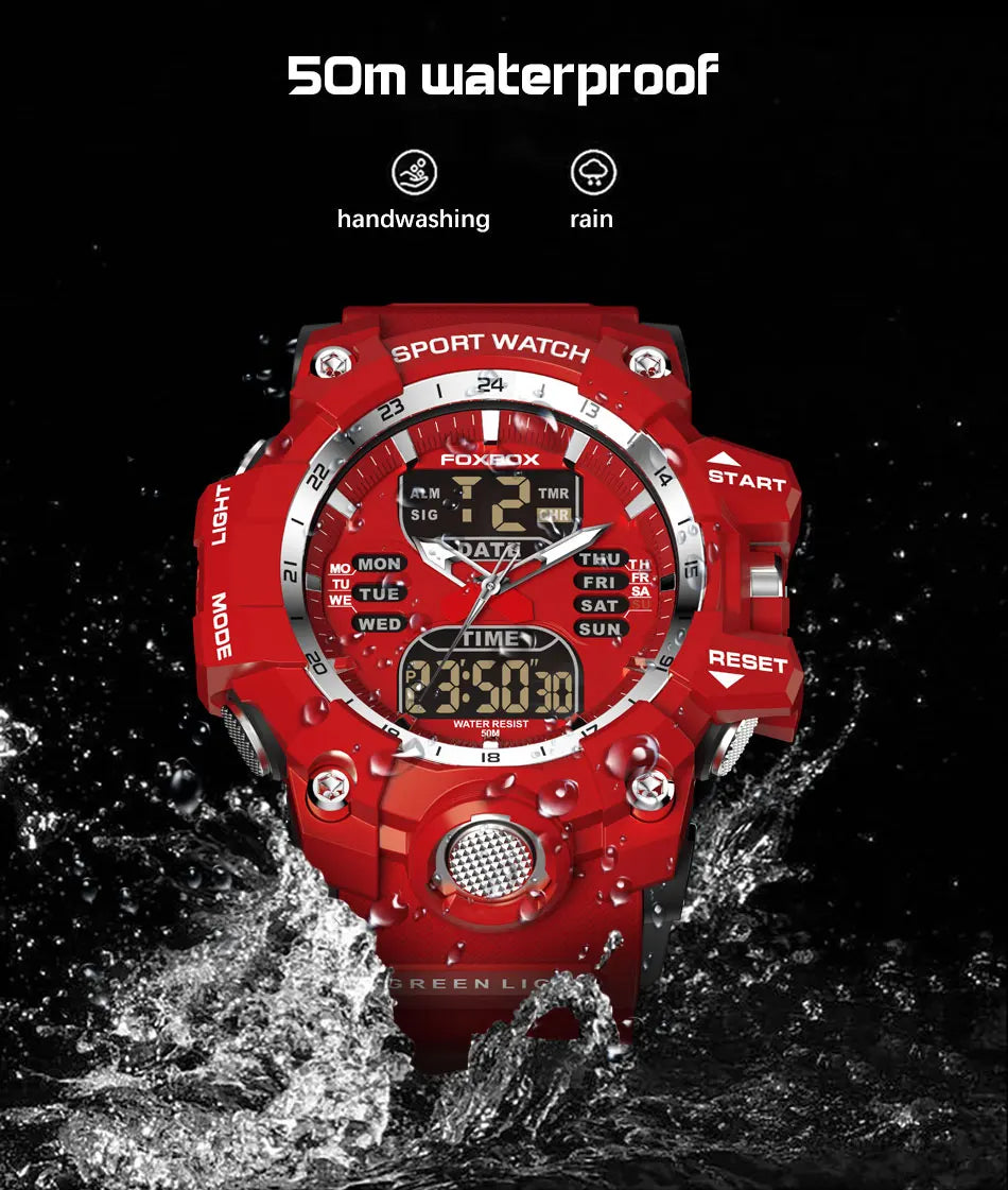 LIGE Reloj Original para Hombre, Reloj de Pulsera Deportivo Militar de Moda con Cronógrafo de Cuarzo, Relojes de Lujo con Doble Pantalla LED y Calendario para Hombre