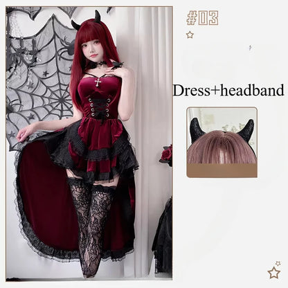 European and American Diablo Gothic Halloween Costume Ladies Dress Dovetail Witch Vampire Bride Performance Costume