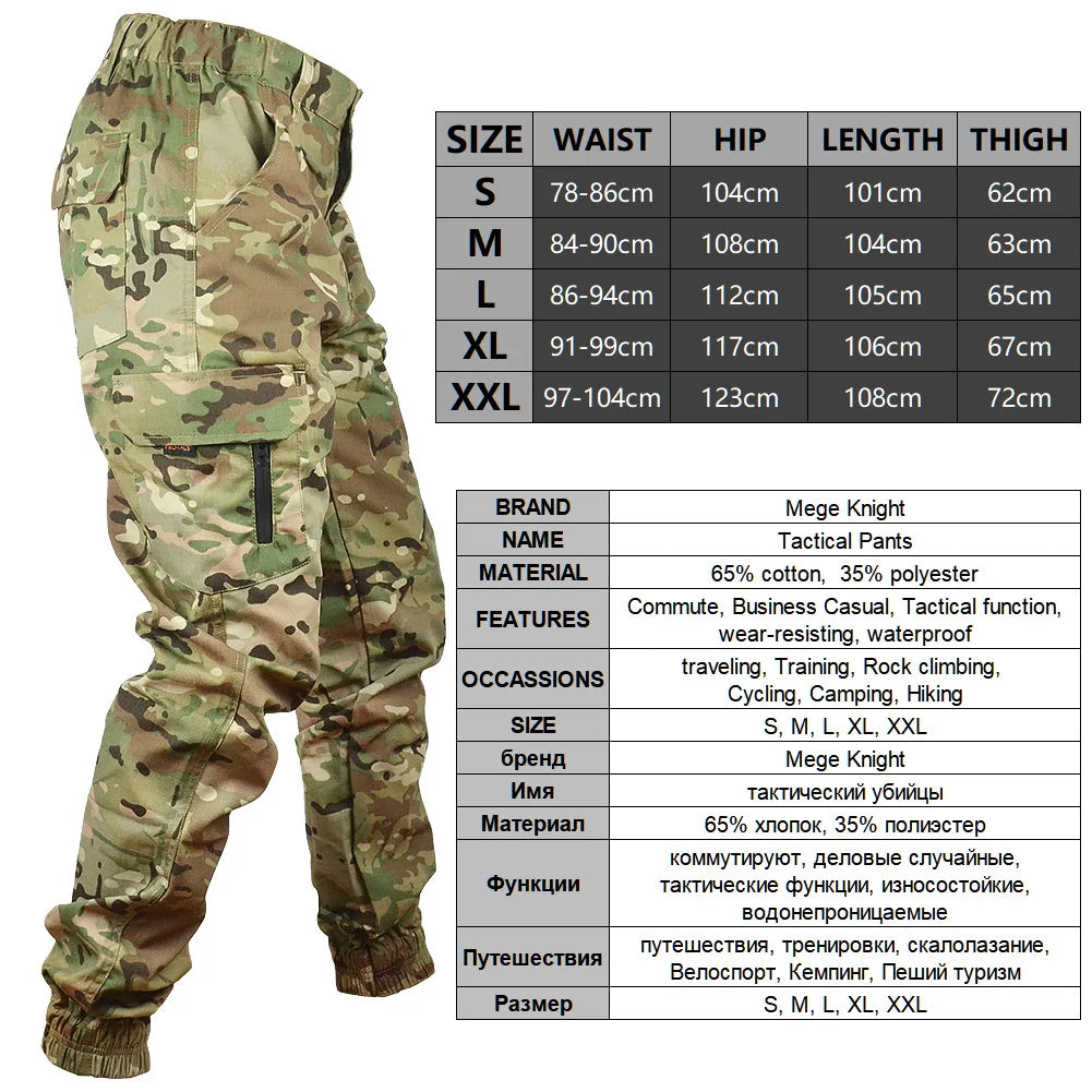 Pantalones de chándal tácticos Mege con camuflaje para exteriores, pantalones cargo antidesgarro, ropa de trabajo, pantalones de senderismo, ropa de calle para hombre