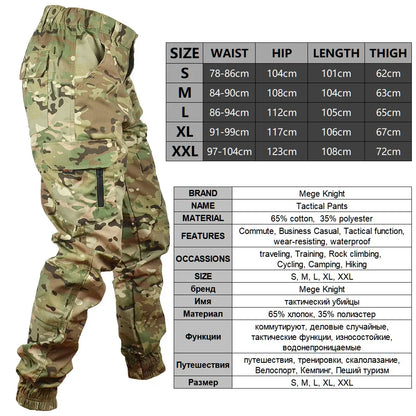 Pantalones de chándal tácticos Mege con camuflaje para exteriores, pantalones cargo antidesgarro, ropa de trabajo, pantalones de senderismo, ropa de calle para hombre