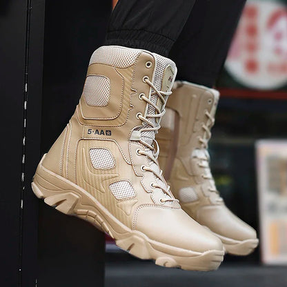 Botas tácticas para hombre, nuevas, de invierno, para combate, hasta el tobillo, antideslizantes, para trabajo, seguridad, botas militares, impermeables, para motocicleta.