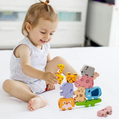 Juguetes Montessori para bebés, bloques de madera con forma de animales, juguetes para clasificar y apilar para niños de 2 a 4 años, regalos para niñas y niños, juguetes educativos para niños.