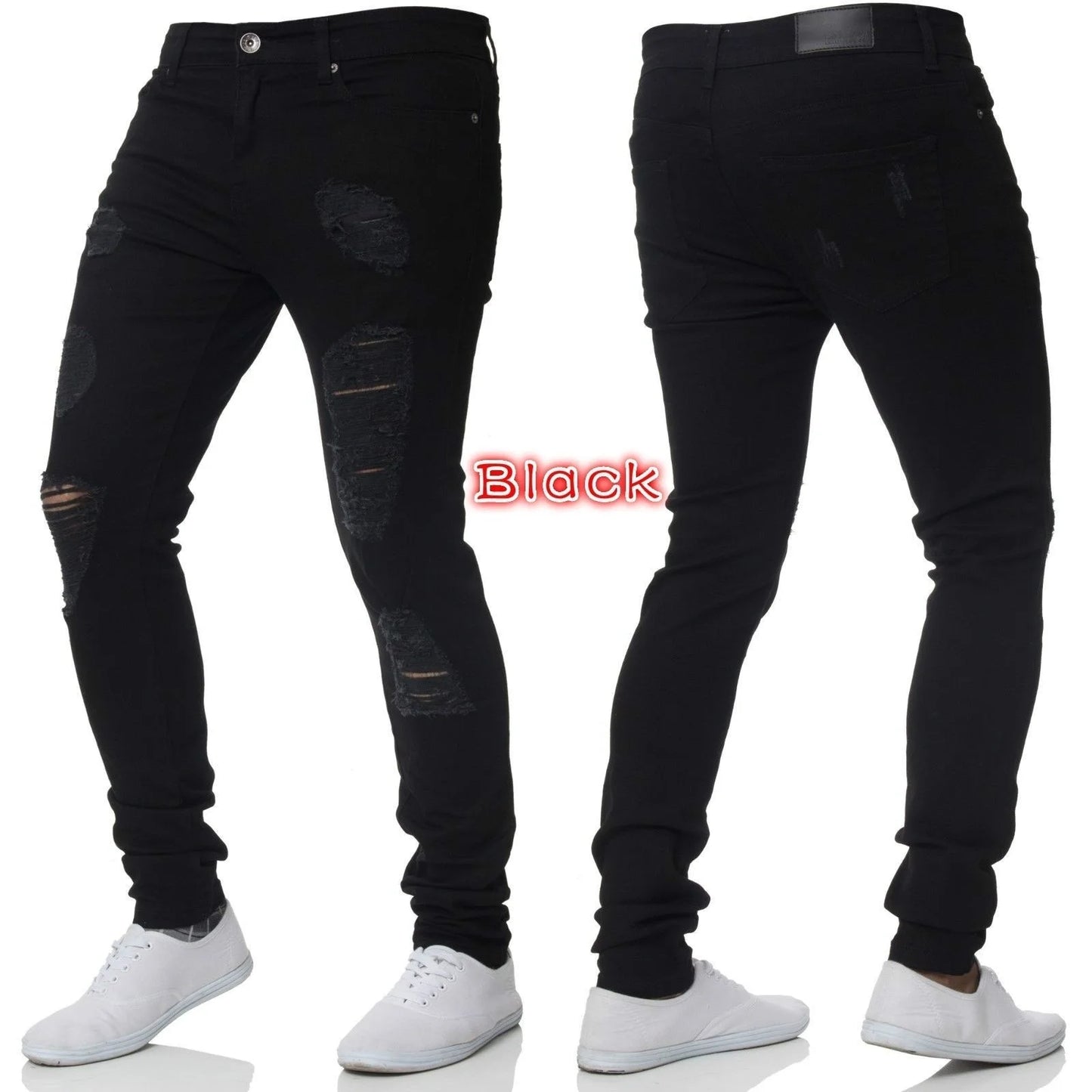 Pantalones vaqueros negros de hombre, corte ajustado, color gris, estilo casual, ajustados, estilo hip hop, urbano, de algodón.