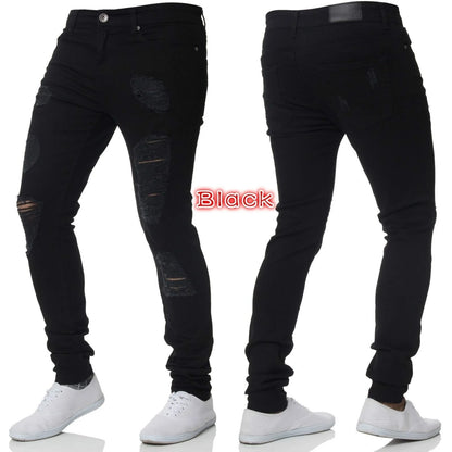 Pantalones vaqueros negros de hombre, corte ajustado, color gris, estilo casual, ajustados, estilo hip hop, urbano, de algodón.
