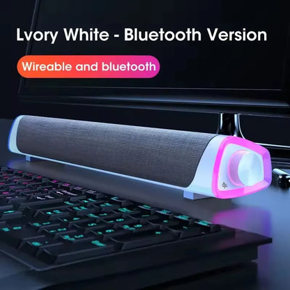 Altavoz Bluetooth inalámbrico, barra de sonido estéreo 4D, altavoces envolventes para el hogar, para portátil, proyector, reproductor de música de PC, entrada auxiliar de 3,5 mm, cable USB.