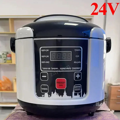 Mini olla arrocera eléctrica de 2 l, olla arrocera portátil para coche, 12 V/24 V, para coche y camión. Menú en inglés/ruso.