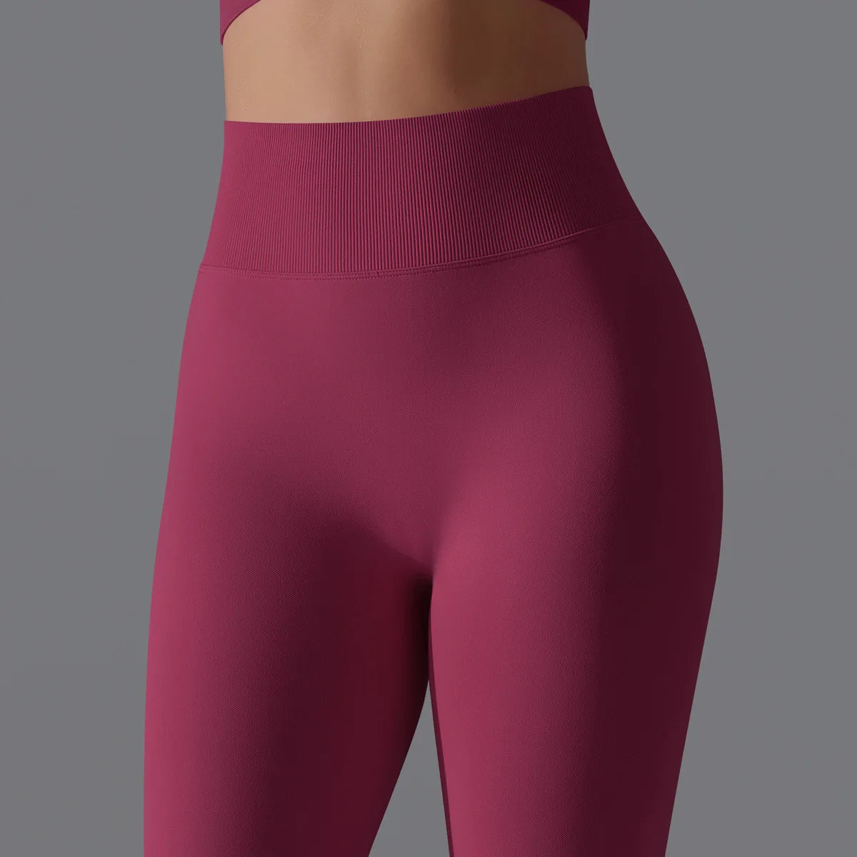 Leggings deportivos de yoga para mujer, sin costuras, cintura alta, elásticos, color sólido, para gimnasio, correr, secado rápido, realce y efecto moldeador.