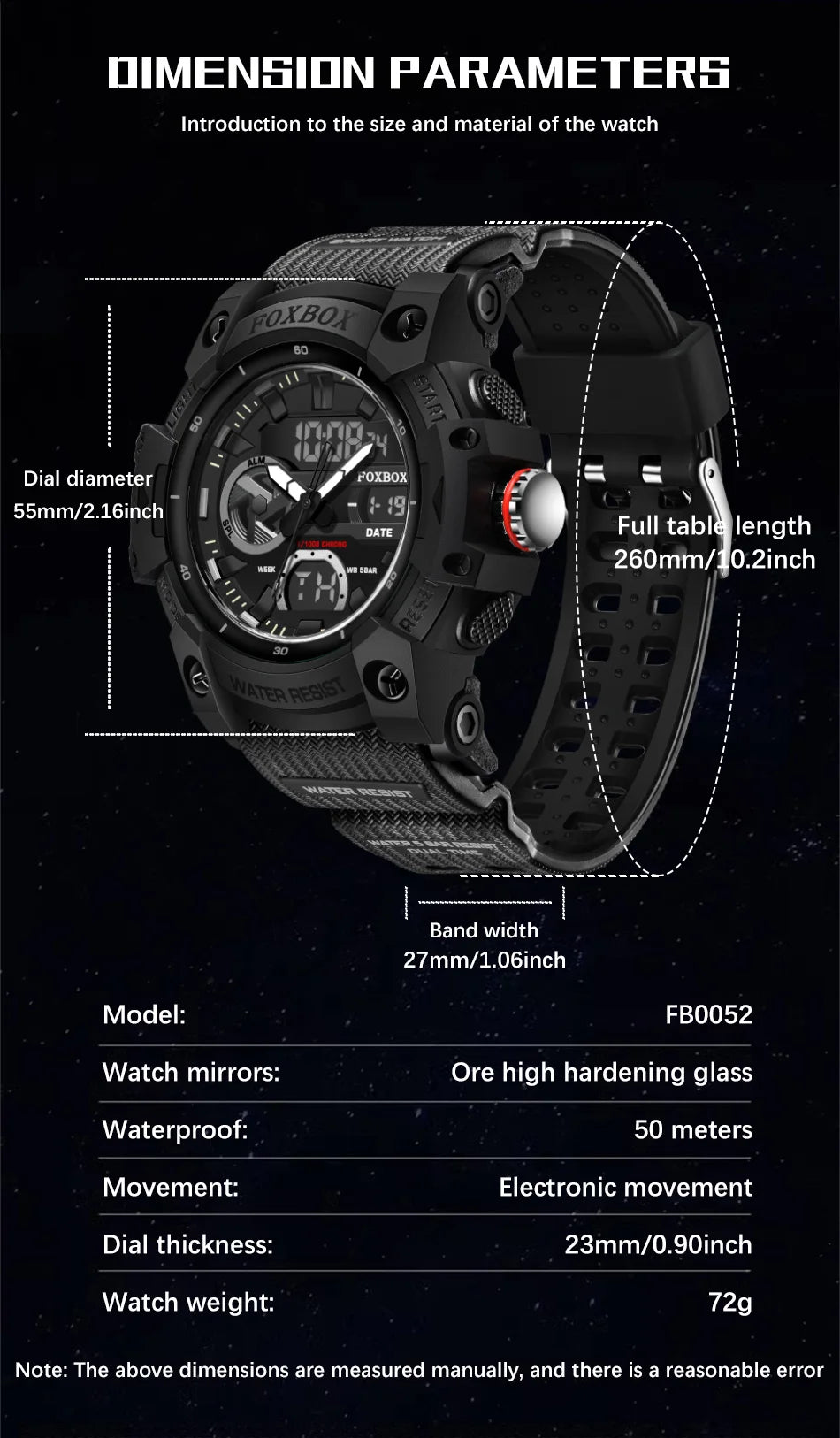 Reloj militar digital LIGE para hombre, resistente al agua hasta 50 m, LED, de cuarzo, deportivo, grande, masculino