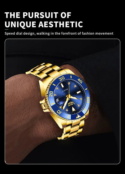 Relojes de moda LIGE para hombre, de lujo, luminosos, con calendario, para negocios, resistentes al agua, cronógrafo, de acero inoxidable, de cuarzo.