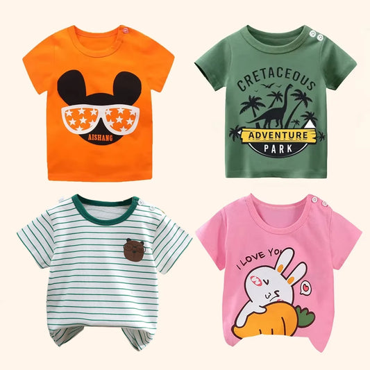 Ropa para niños, camisetas, ropa para niños, camisetas de verano para niños y niñas, camisetas de dibujos animados, ropa de manga corta, 100 % algodón, ropa para bebés