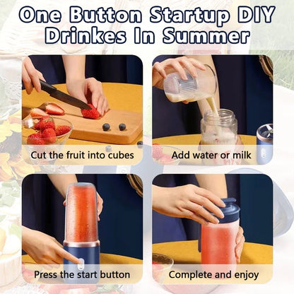 Licuadora portátil multifunción de 2 tazas, con 6 cuchillas, mini licuadora de hielo y extractor de jugo inalámbrico con carga USB.