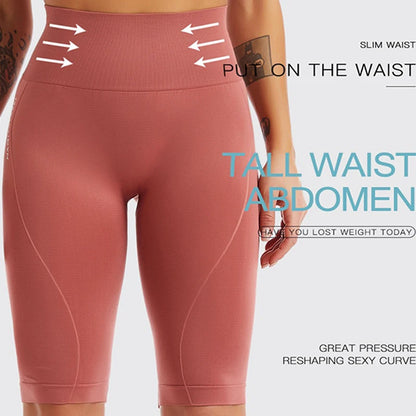 Leggings PofyBofy de cintura alta, sin costuras, elásticas, realzadoras de glúteos, ajustadas, hasta la rodilla, para fitness, yoga y deporte.