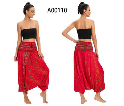 Bohemian Pants Women Pantalones Mujer Hippie High Waist Rayon Harem Baggy Boho Yoga Beach Wear Pour Femme Calca Feminina Printed