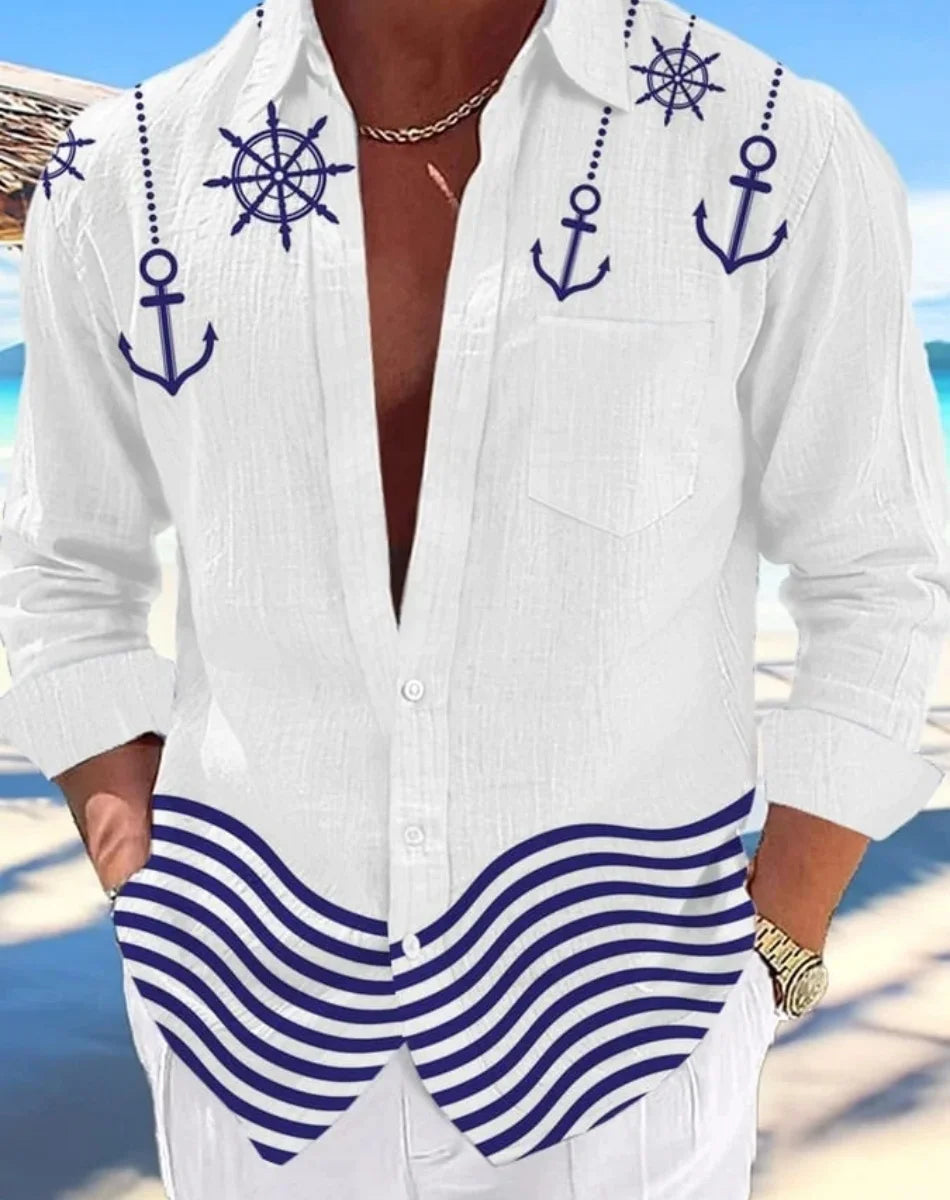 Camisa hawaiana informal para hombre, nueva camisa de verano con estampado 3D azul marino, camisa informal de manga corta, ropa transpirable para hombre