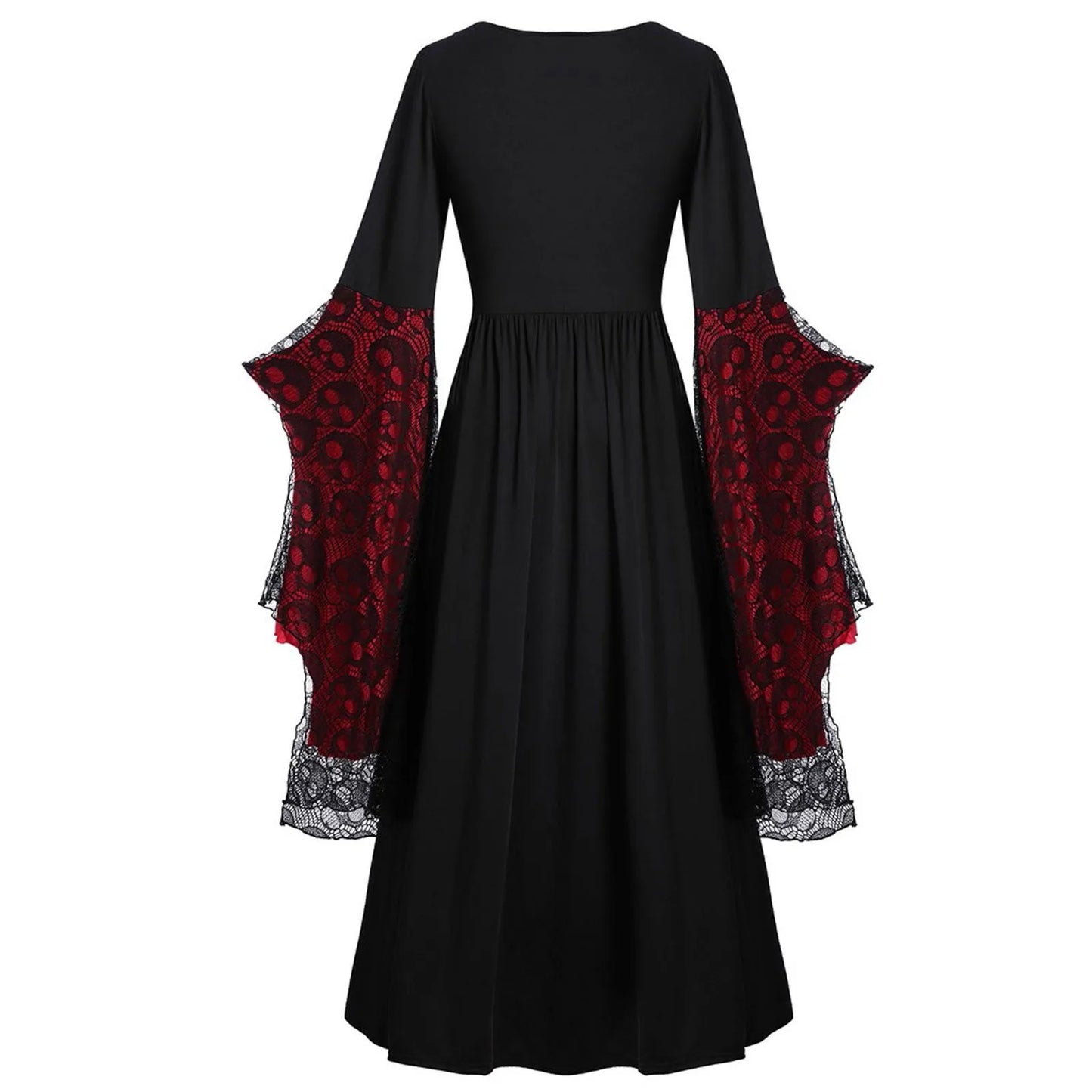Vintage Halloween Cosplay Costume Witch Vampire Gothic Dress Ghost Dresses Up Party Printed Medieval Ghost Bride Female Clothes