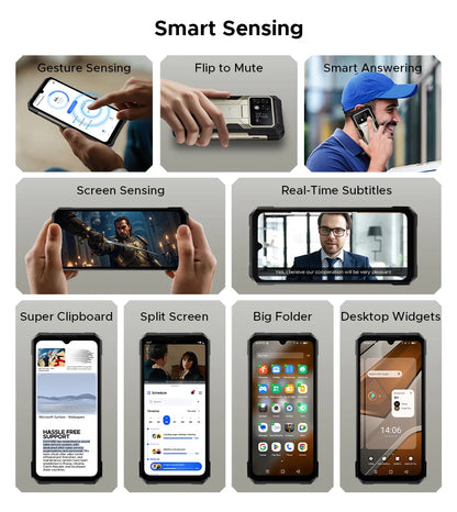 Teléfono resistente DOOGEE S200 Max, 16 GB + 512 GB, batería de 22000 mAh, procesador Dimensity 7050, pantalla de 6,72" a 120 Hz, pantalla trasera de 1,32", linterna dual.