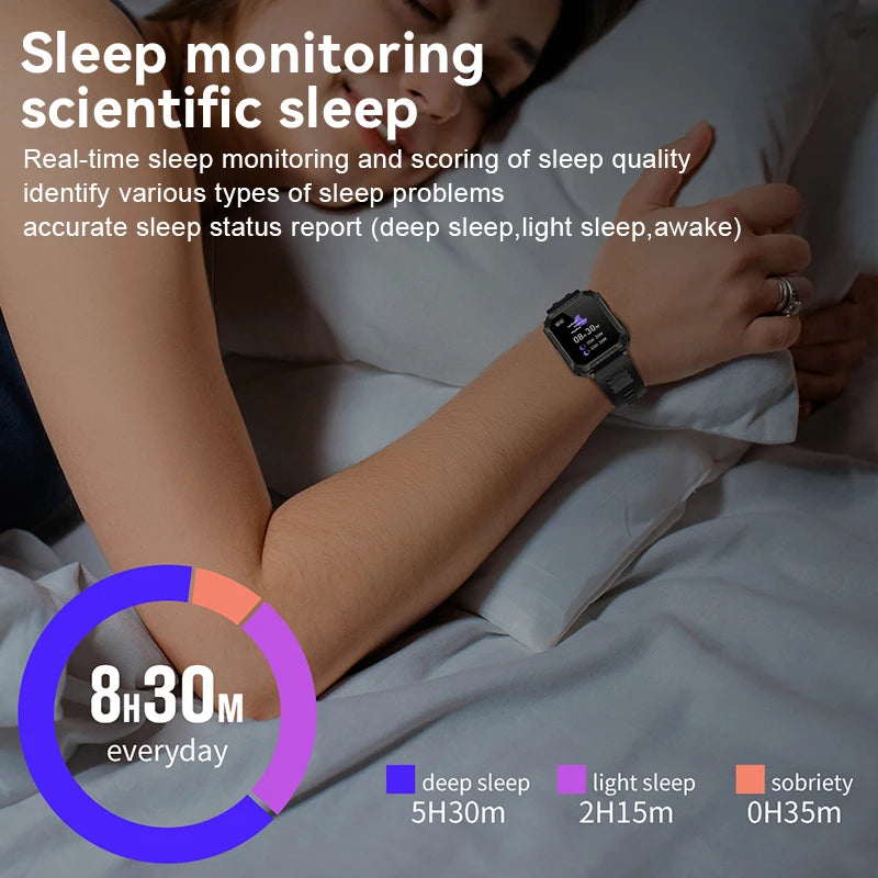 FOXBOX 2025 Reloj inteligente militar para exteriores para hombre, con Bluetooth, llamadas, deportivo, resistente al agua, asistente de voz, reloj de fitness para hombre, nuevo