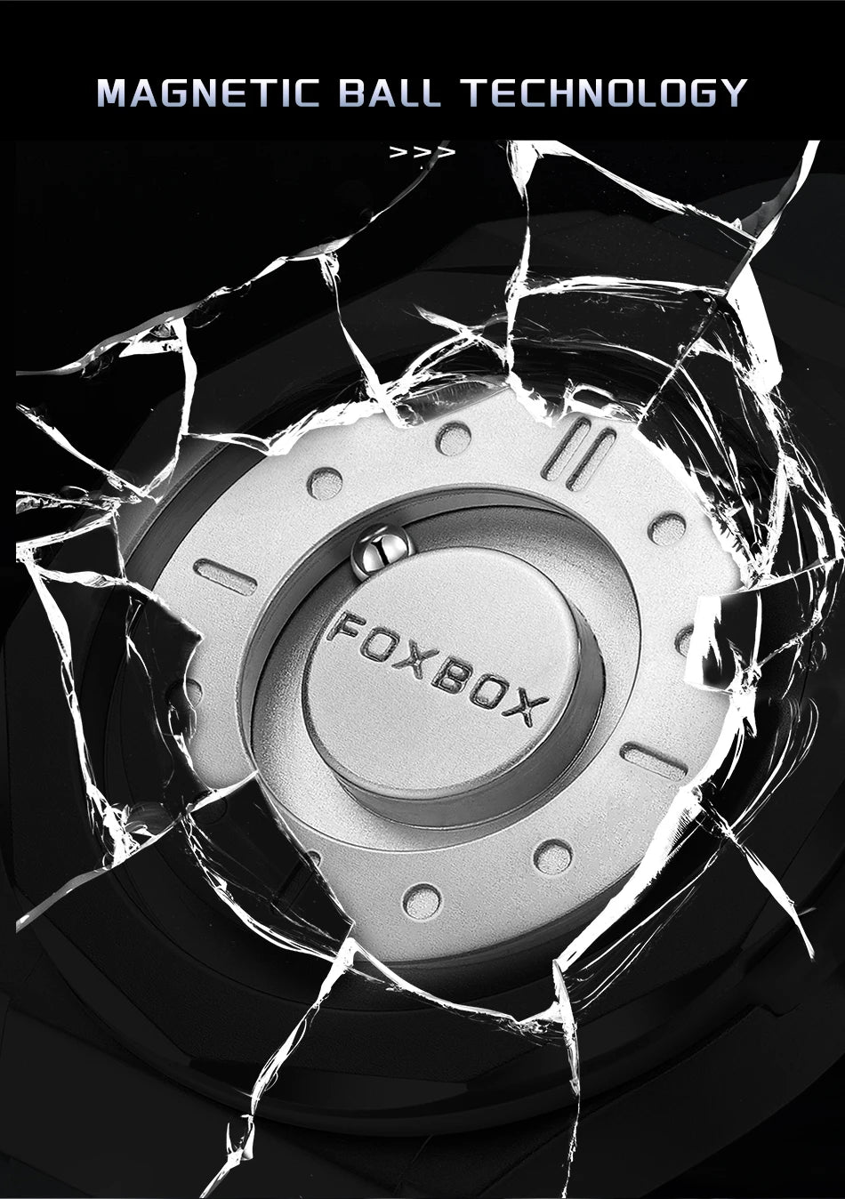 FOXBOX Reloj impermeable para hombre, marca de moda superior, de lujo, con puntero de desplazamiento y fuerza magnética, relojes de pulsera de cuarzo para hombre, Montre Homme