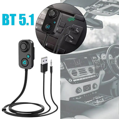 Receptor inalámbrico Bluetooth 5.1 con adaptador de audio auxiliar de 3,5 mm, mini dispositivo manos libres para altavoces de coche y auriculares.