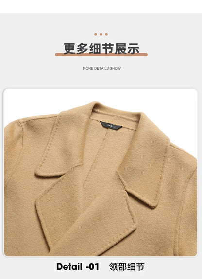 Abrigos largos de lana para hombre, colección otoño-invierno 2025, estilo business casual, color liso, abrigo exterior 100% lana, chaqueta cortavientos