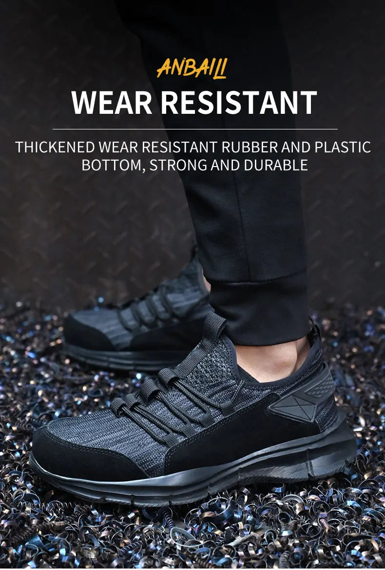 Zapatillas de trabajo para hombre, calzado de seguridad, zapatos de trabajo con puntera de acero para la construcción, botas de seguridad ligeras, zapatillas de trabajo antiperforación de Kevlar.