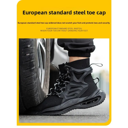 Tall Men's Anti Smashing and Anti Piercing Steel Toe Protective Safety Shoes Lightweight and Breathable Wear Resistant Durable