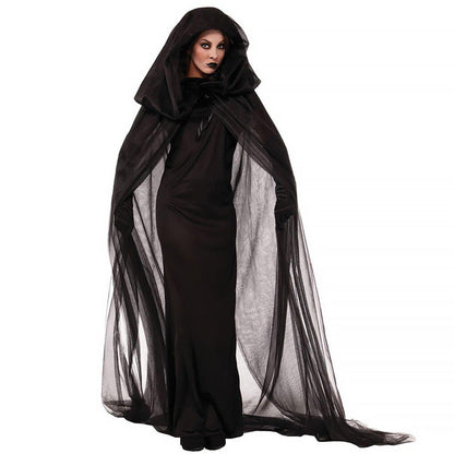 Horror Cosplay Witch Women Scary Zombie Vampire Halloween Carnival Costume Spooky Ghost Medieval Hooded Cape Day of The Dead
