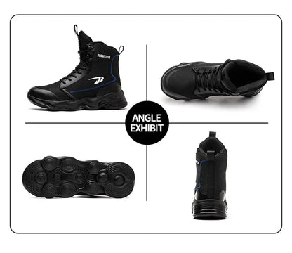 2024 Nuevos zapatos de seguridad para hombre, botas altas de trabajo, zapatillas de trabajo con puntera de acero, botas de trabajo antigolpes y a prueba de pinchazos, zapatos indestructibles