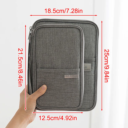 Organizador de documentos de viaje: porta pasaporte impermeable con bloqueo RFID, ranuras para múltiples tarjetas y bolsillo con cremallera para avión/tren.