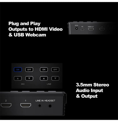 Mezclador de vídeo para transmisión en directo multicámara 1080p60 con 4 HDMI