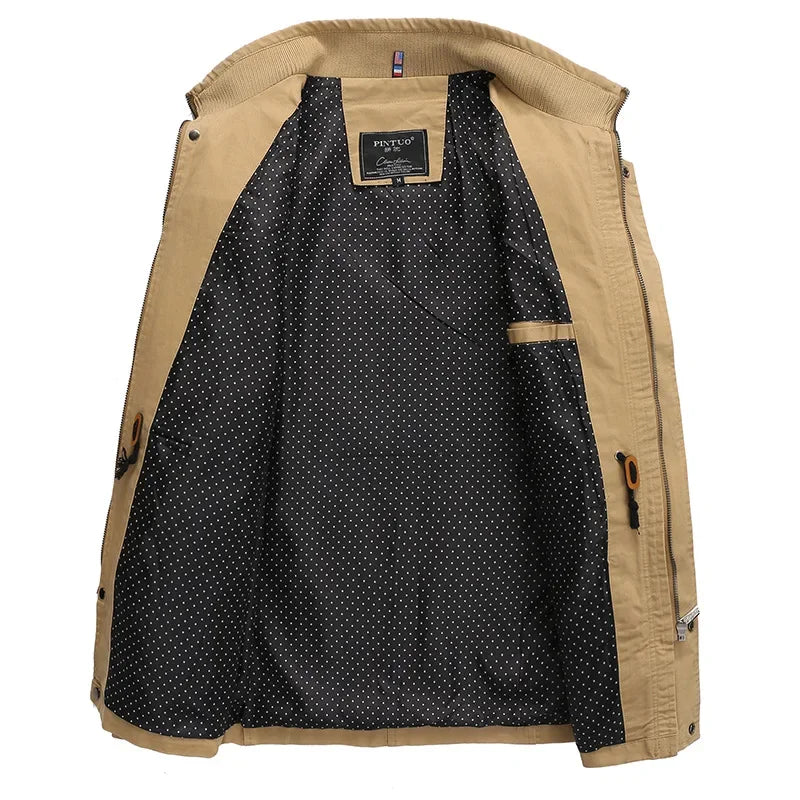 Chaqueta informal de algodón puro lavado para hombre, estilo primavera/otoño, ligera, cortavientos juvenil y a la moda. Abrigo ligero de verano.