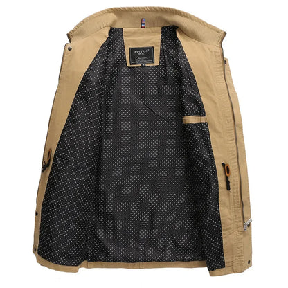 Chaqueta informal de algodón puro lavado para hombre, estilo primavera/otoño, ligera, cortavientos juvenil y a la moda. Abrigo ligero de verano.