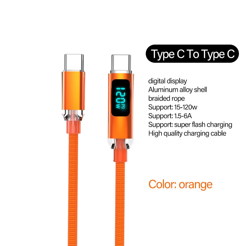 Cable USB tipo C JINMUXI PD de 120 W a USB C de 6 A, cargador de carga rápida para OPPO, Realme, Huawei Poco, Samsung, iPhone 15, cable de pantalla 16