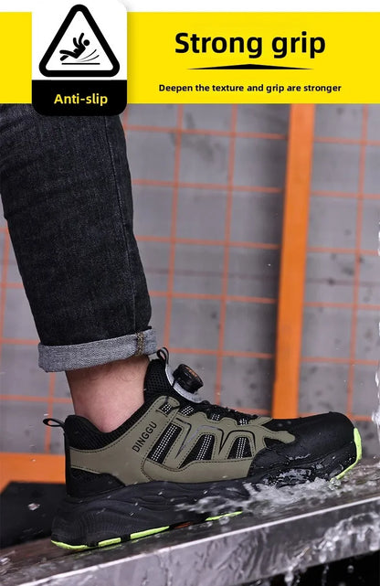 Calzado de seguridad laboral para hombre, resistente a impactos y perforaciones, con puntera de acero, tejido ligero y protección Flykned.