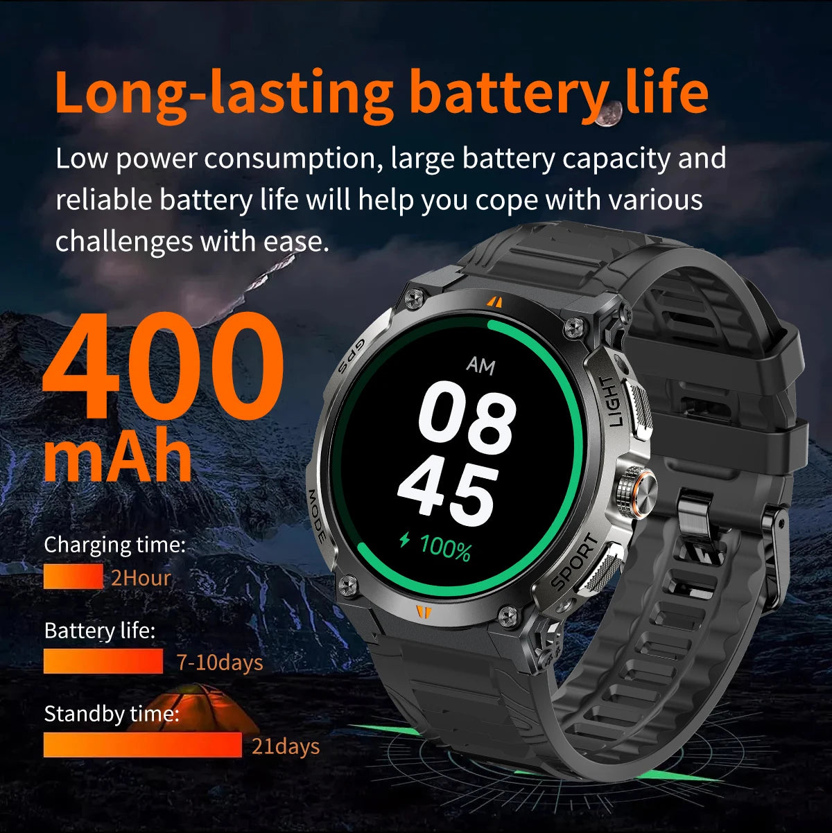 LIGE - Nuevo reloj inteligente con GPS para hombre, llamadas Bluetooth, batería grande de 400 mAh, pantalla AMOLED de 1,43 pulgadas, voz IA, IP68, resistente al agua