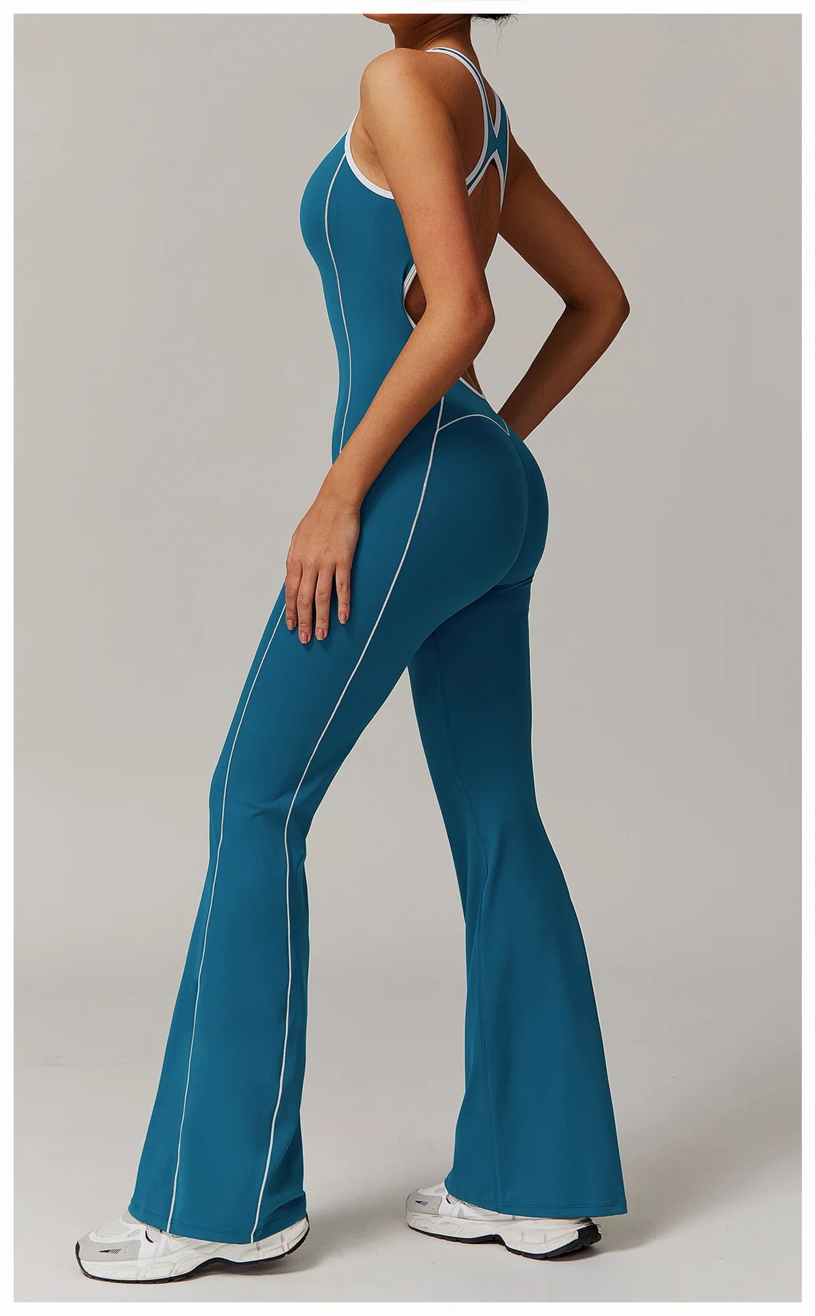 Conjunto de ropa deportiva de yoga con espalda cruzada para mujer, monos de una pieza con bloques de color, monos deportivos sin mangas, conjunto de gimnasio