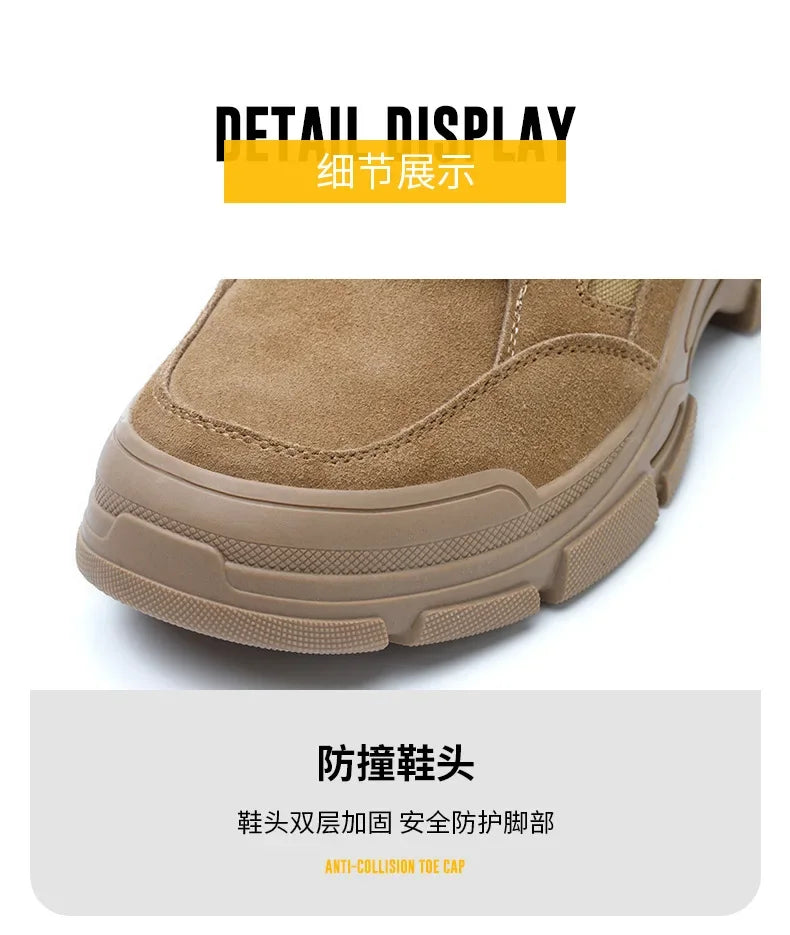 Calzado de seguridad laboral para hombre: transpirable, apto para todas las estaciones, resistente a impactos y perforaciones, y con protección contra el desgaste.