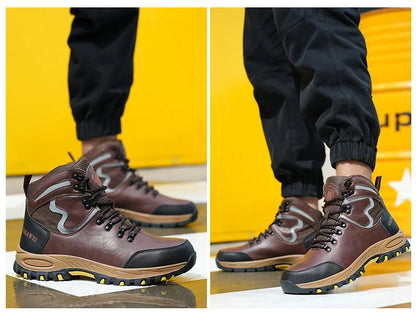 Zapatos de seguridad de caña alta para hombre, zapatos de trabajo con puntera de acero, botas de seguridad para hombre y mujer, botas de trabajo antideslizantes, impermeables e indestructibles.