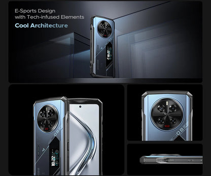 Teléfono robusto DOOGEE V40 Pro 5G versión global, pantalla de 6,78", 16 GB + 512 GB, dimensiones 7300, cámara con IA de 200 MP, 8680 mAh, cargador rápido de 33 W.