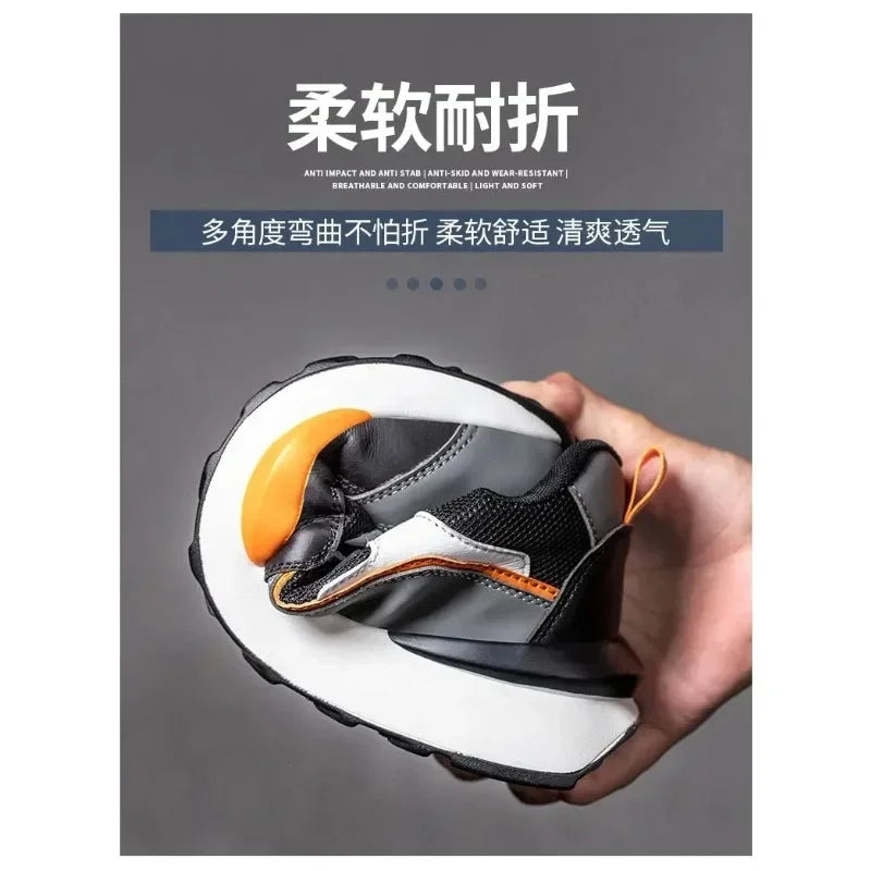 Zapatos de trabajo para hombre nuevos, con punta de acero, antigolpes y antipuñalamientos, transpirables y antideslizantes.