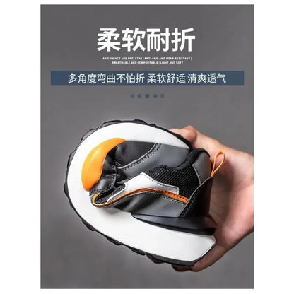 Zapatos de trabajo para hombre nuevos, con punta de acero, antigolpes y antipuñalamientos, transpirables y antideslizantes.