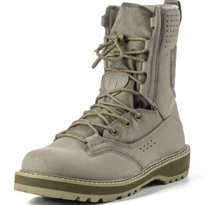 Botas altas de trabajo para hombre, color arena, negro, verde militar, para senderismo, entrenamiento y actividades al aire libre. Tallas 38 a 46.